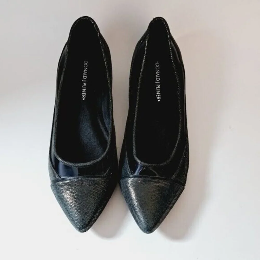 Donald J.Pliner Nevina Pointed Leather Metallic Flats Size‎ 6.5